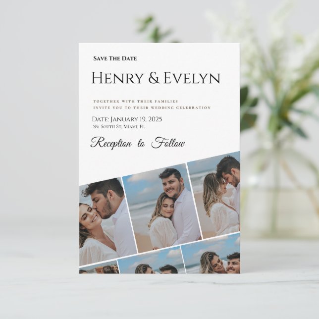 Boda fotográfica Guardar la invitación de fecha (Anverso de pie)