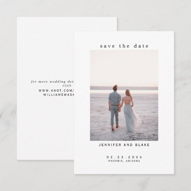 Boda fotográfica minimalista Guardar la fecha (Anverso / Reverso)