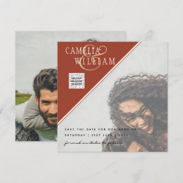 Boda fotográfica moderna invita a la canela QR COD