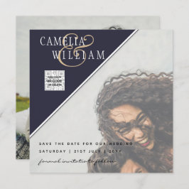 Boda fotográfica moderna invita a QR CÓDIGO RSVP A