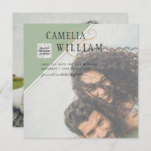 Boda fotográfica moderna invita a QR CÓDIGO Rsvp V