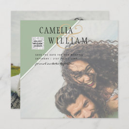 Boda fotográfica moderna invita a QR CÓDIGO Rsvp V