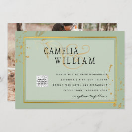 Boda fotográfica moderna invita a QR CÓDIGO Rsvp V