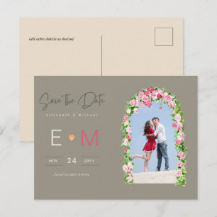 Boda fotográfica Salvar la postal floral rosa de l