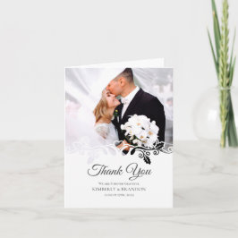 Boda fotográfico blanco simple Gracias tarjeta