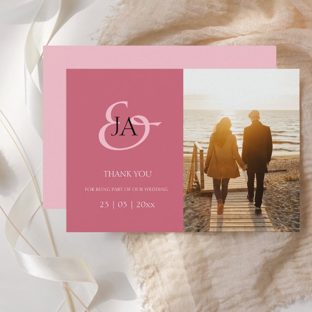 Boda fotográfico de monograma rosado moderno Graci (Subido por el creador)