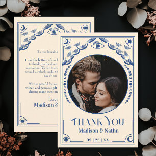 Boda fotográfico de tarjetas Vintage Blue Tarot