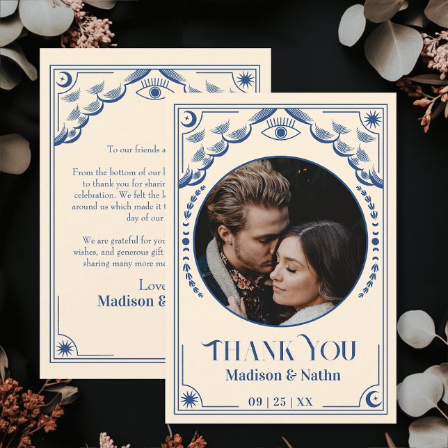 Boda fotográfico de tarjetas Vintage Blue Tarot (Subido por el creador)