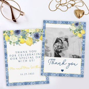 Boda fotográfico mediterráneo limón tarjetas de ag