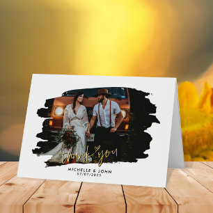 Boda fotográfico moderno Gracias Simple Guión Oro
