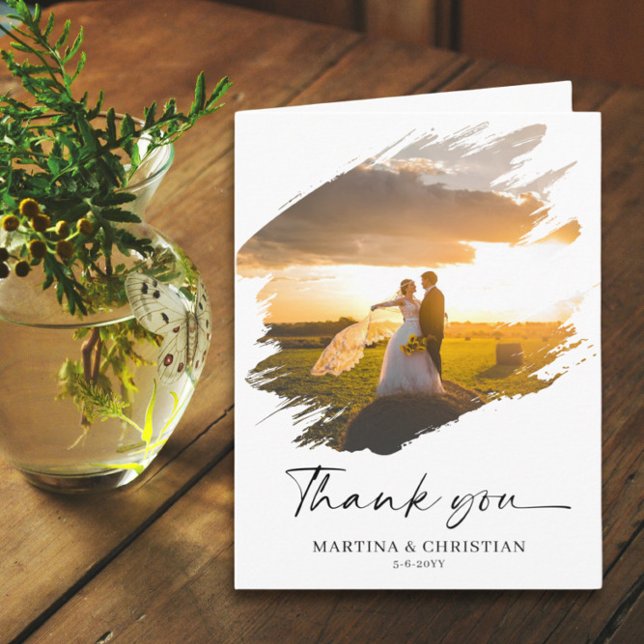 Boda fotográfico moderno Gracias Tarjeta plegada (Subido por el creador)