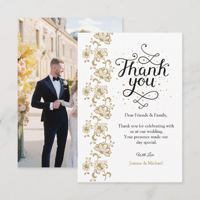 Boda fotográfico moderno simple Gracias Tarjeta W  (Anverso / Reverso)