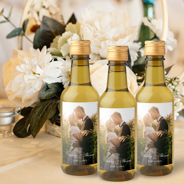 Boda fotográfico personalizado Mini botella de vin (Customize to choose your text style and size.)