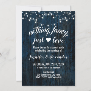Boda fuga azul marino invitación de madera