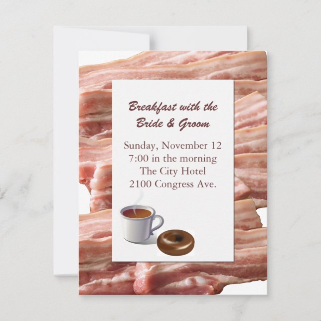 Boda Fun Bacon Invitación al desayuno (Anverso)