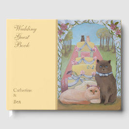 Boda Gatos Amarillo 10,5" x 8,25" Libro de invitad
