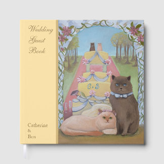 Boda Gatos Amarillo "12 x 12" Libro de invitados