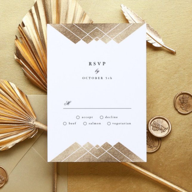 Boda Gatsby Gatsby Geométrica de Oro Blanco RSVP (Subido por el creador)