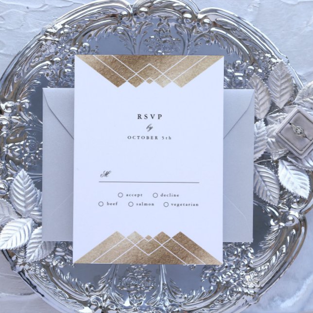 Boda Gatsby Gris Gris Geométrico RSVP (Subido por el creador)