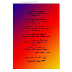 Boda gay, bendición Apache, arcoiris personalizado
