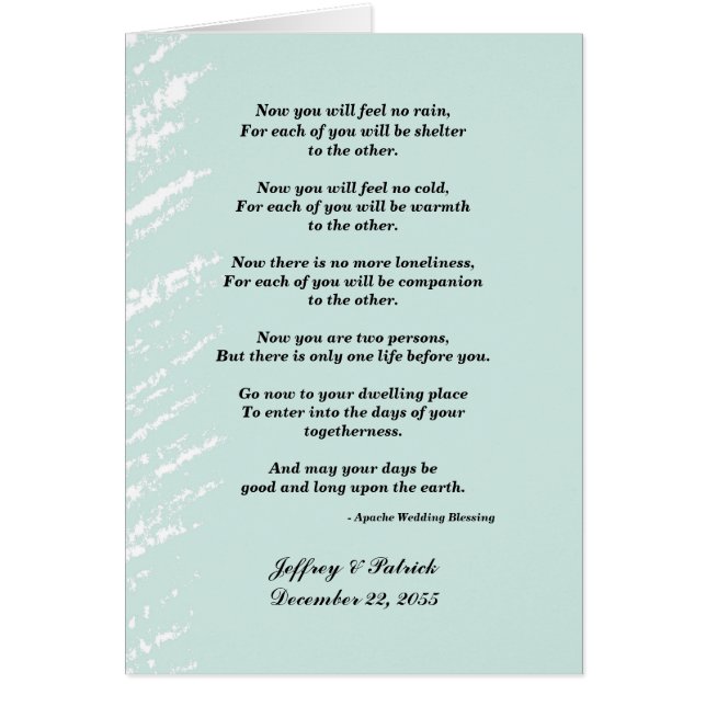 Boda gay, bendición Apache, verde azul (Frente)