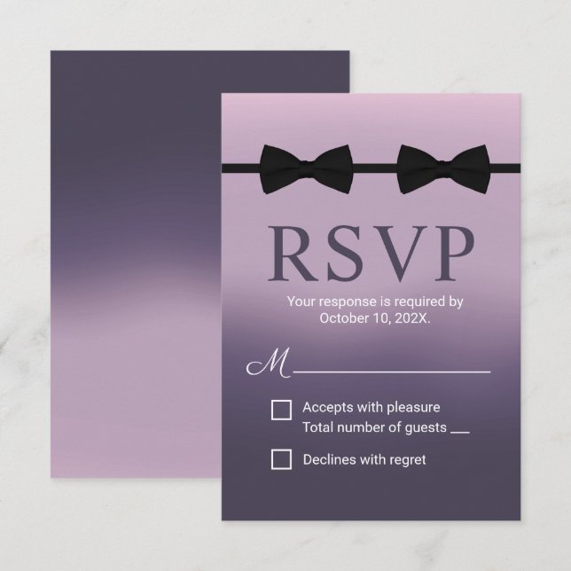 Boda gay doble brío amarre púrpura RSVP (Anverso / Reverso)