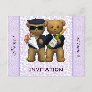 Boda gay - invitación - lila de los osos de
