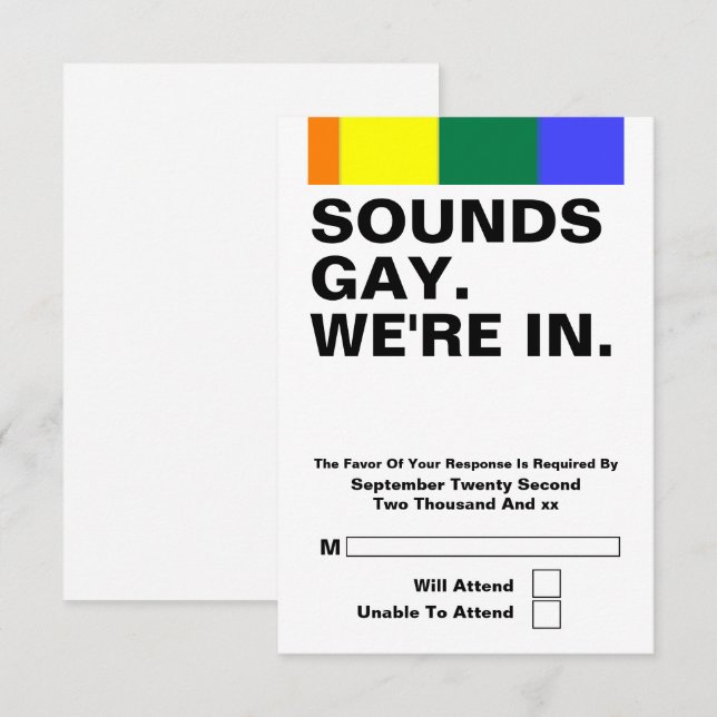 Boda gay parece gay estamos en RSVP (Anverso / Reverso)