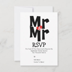 Boda gay RSVP Negrita Sr. y Sr. Personalizado