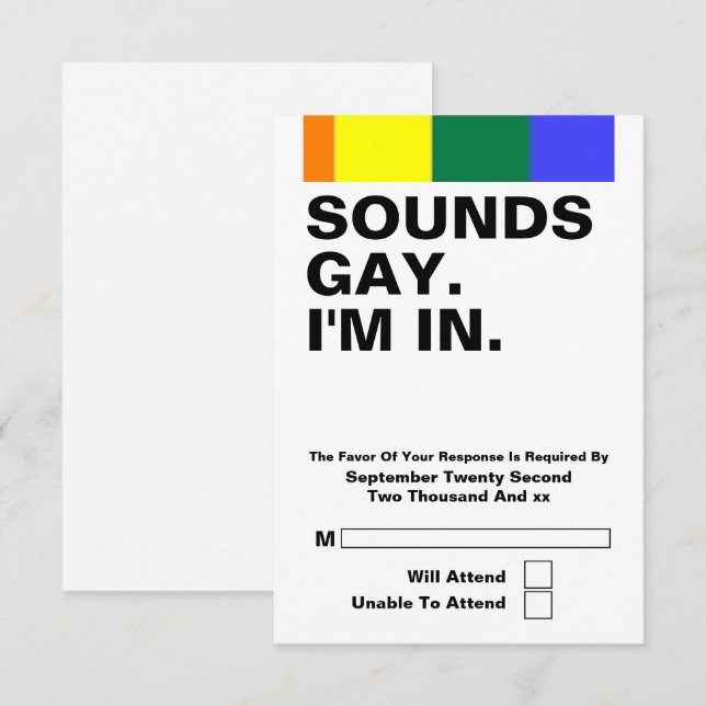 Boda gay suena gay en RSVP (Anverso / Reverso)