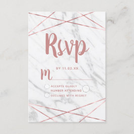Boda geométrica de oro Rosa de mármol blanco RSVP