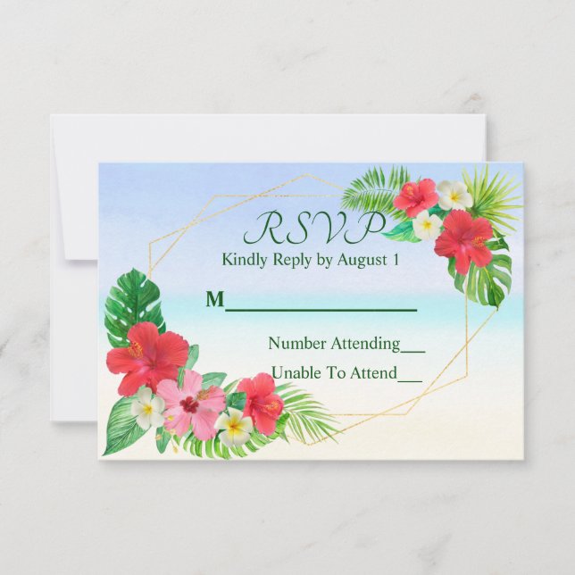 Boda geométrica floral tropical RSVP (Anverso)