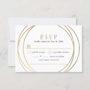 Boda Geométrico Faux Gold Round RSVP