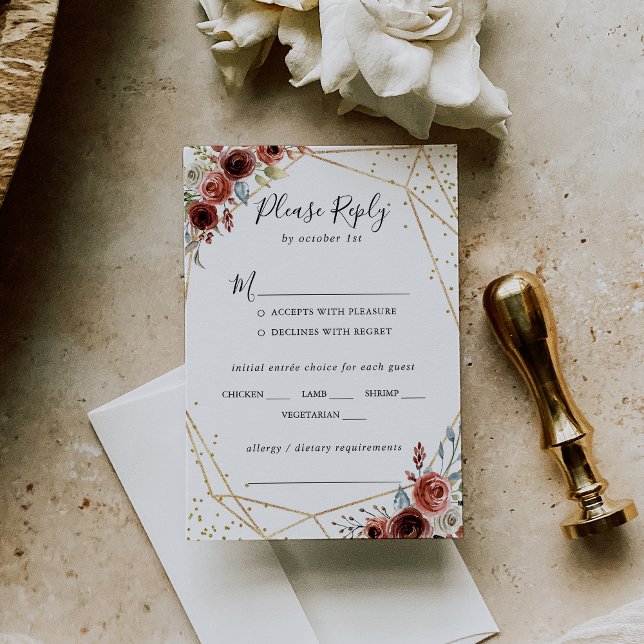 Boda Geométrico Gold Purpurina Elección RSVP (Subido por el creador)