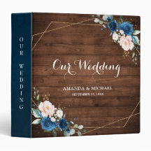 Boda Geométrico Navy Blue Rubor Rustic Wood Gold