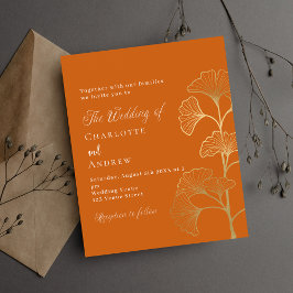 Boda ginkgo hoja naranja invitación al presupuesto
