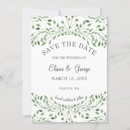 Boda Glam Greenery ahorra tarjetas de fecha