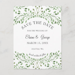 Boda Glam Greenery ahorra tarjetas de fecha