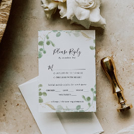 Boda Gold Confetti Eucalyptus Elección RSVP