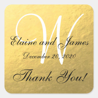 Boda Gold Personalizado Gracias Etiqueta Cuadrada