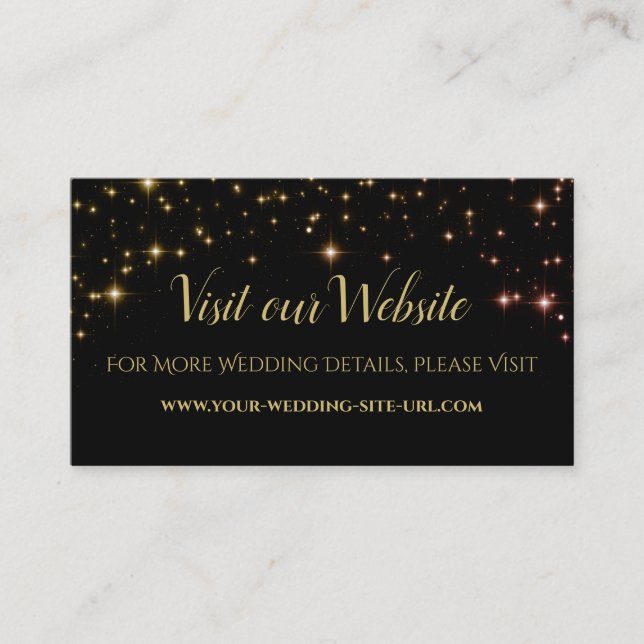 Boda Gold Sparkles Visita Nuestra Tarjeta Web (Anverso)