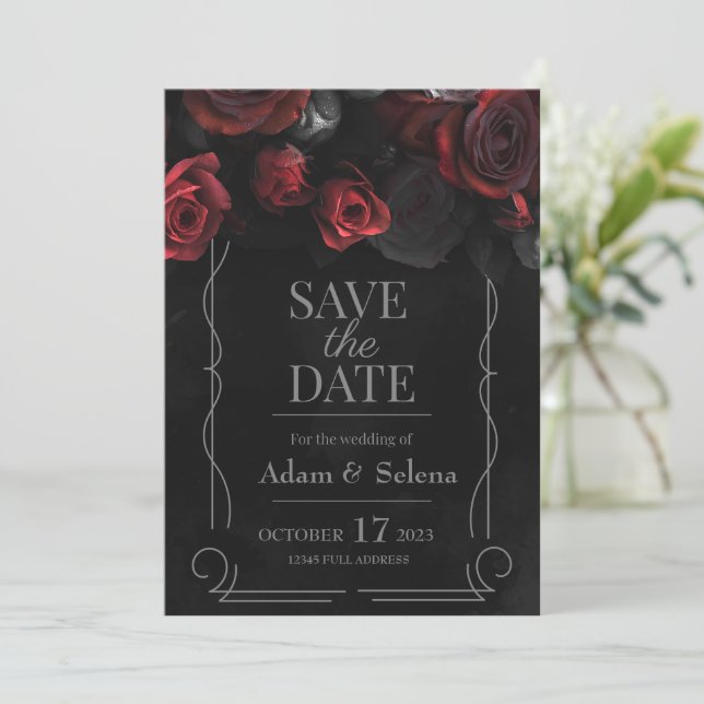 boda gótica Guardar la invitación de fecha (Anverso de pie)