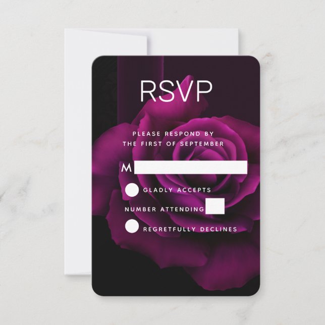 Boda gótica morada-roja de flores RSVP (Anverso)