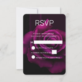 Boda gótica morada-roja de flores RSVP