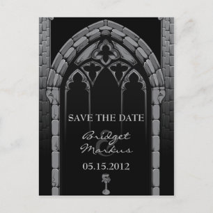 Boda gótica salva la tarjeta postal de fecha