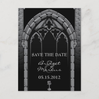 Boda gótica salva la tarjeta postal de fecha