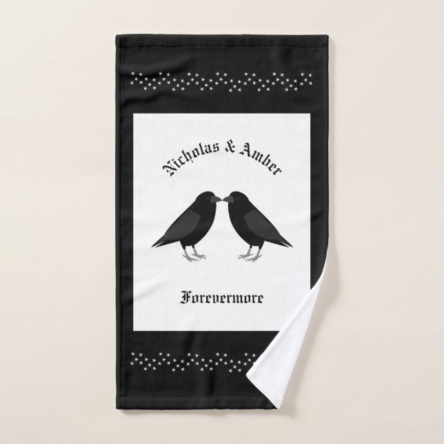 Boda gótico Kissing Ravens Personalizado (Toalla de mano)
