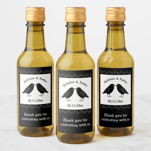 Boda gótico Kissing Ravens Personalizado (Botellas)