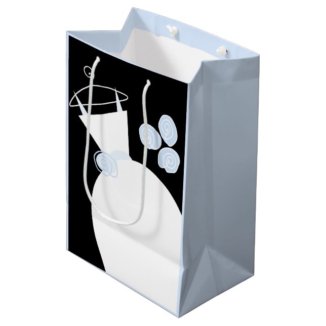 Boda Gown Blue bolsa de regalo negro medio pastel (Angulo Anverso)