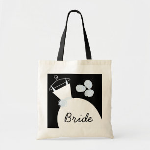 Boda Gown Blue 'Bride' bolsa de algodón negro